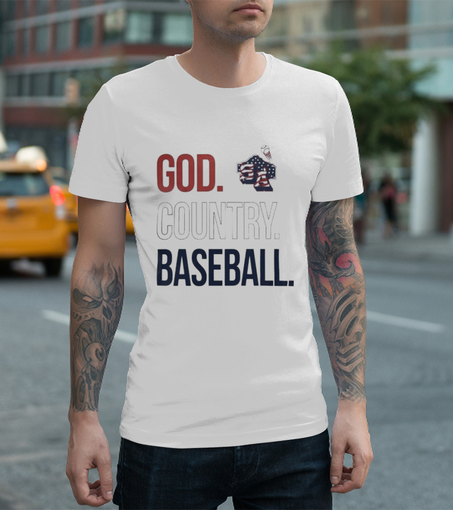 San Antonio Missions God Country Baseball USA Flag Patriotic Grey T-Shirt