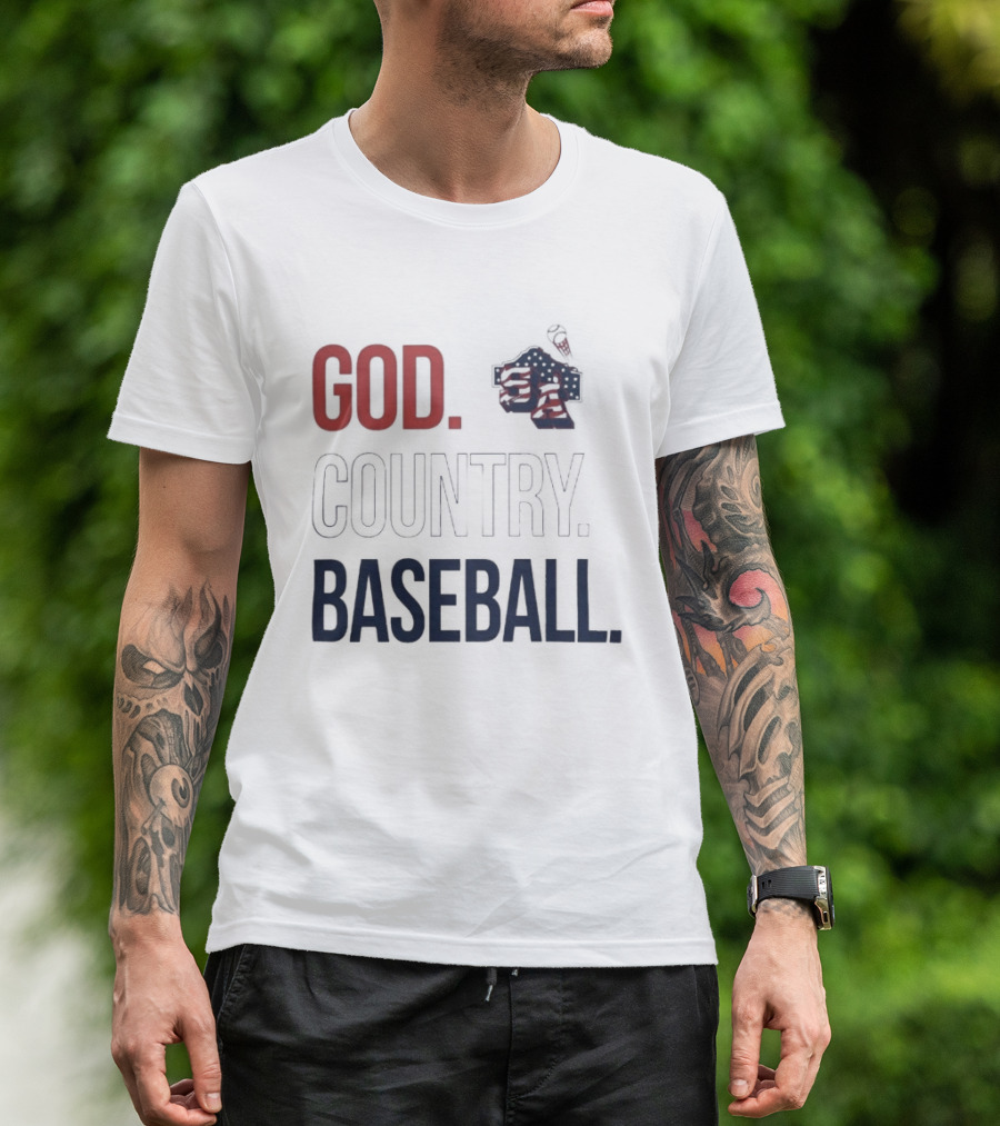 San Antonio Missions God Country Baseball USA Flag Patriotic Grey T-Shirt