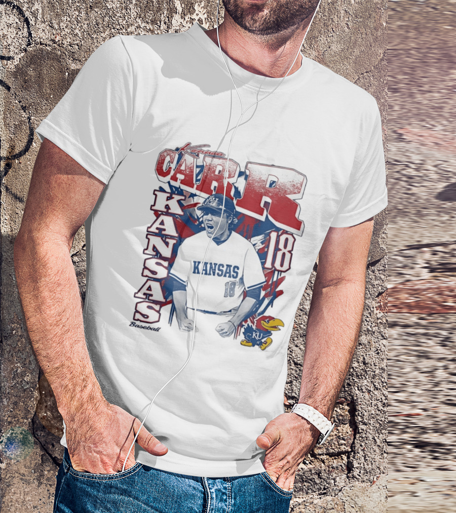 Kansas Jayhawks Kanon Carr 18 Baseball KU Team Fan Gear T-Shirt