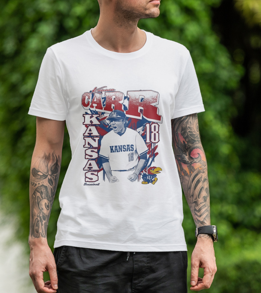 Kansas Jayhawks Kanon Carr 18 Baseball KU Team Fan Gear T-Shirt