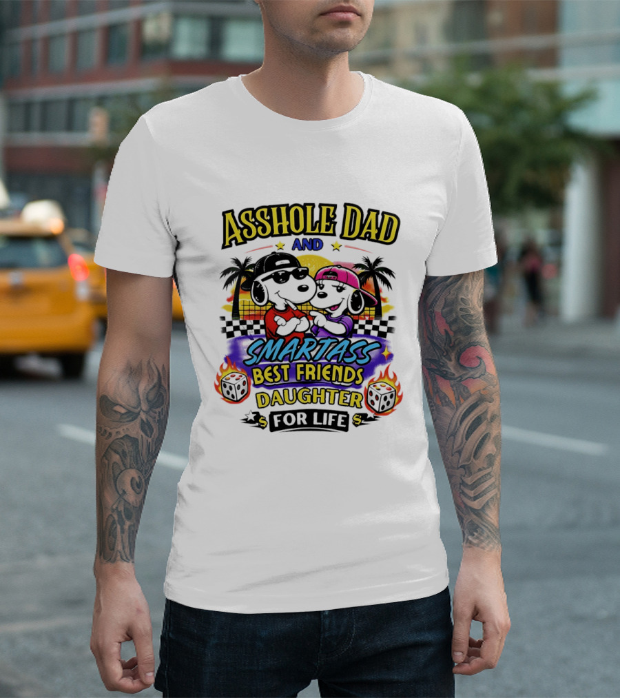 Asshole Dad And Smartass Best Friends Daughter For Life Vintage Sunset T-Shirt