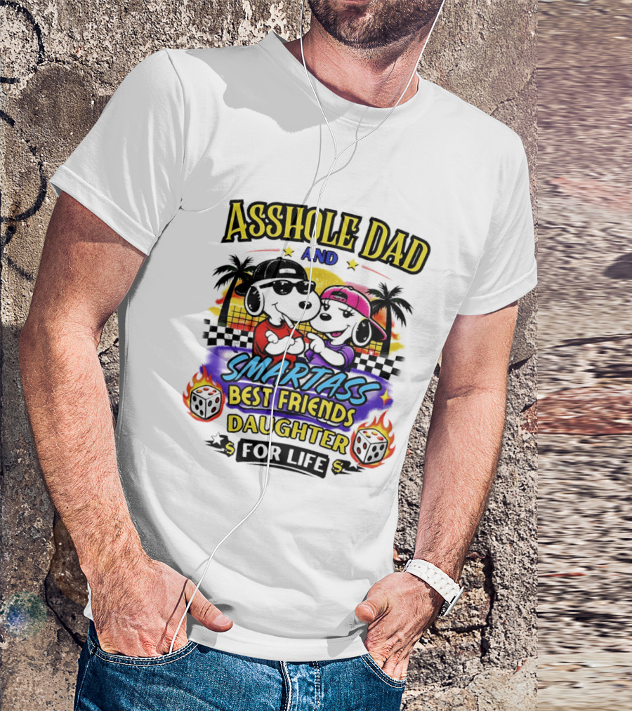 Asshole Dad And Smartass Best Friends Daughter For Life Vintage Sunset T-Shirt