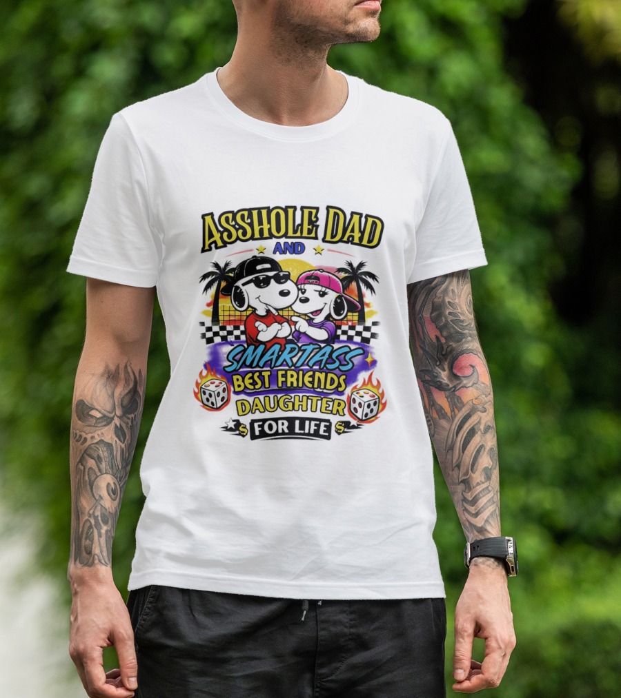Asshole Dad And Smartass Best Friends Daughter For Life Vintage Sunset T-Shirt