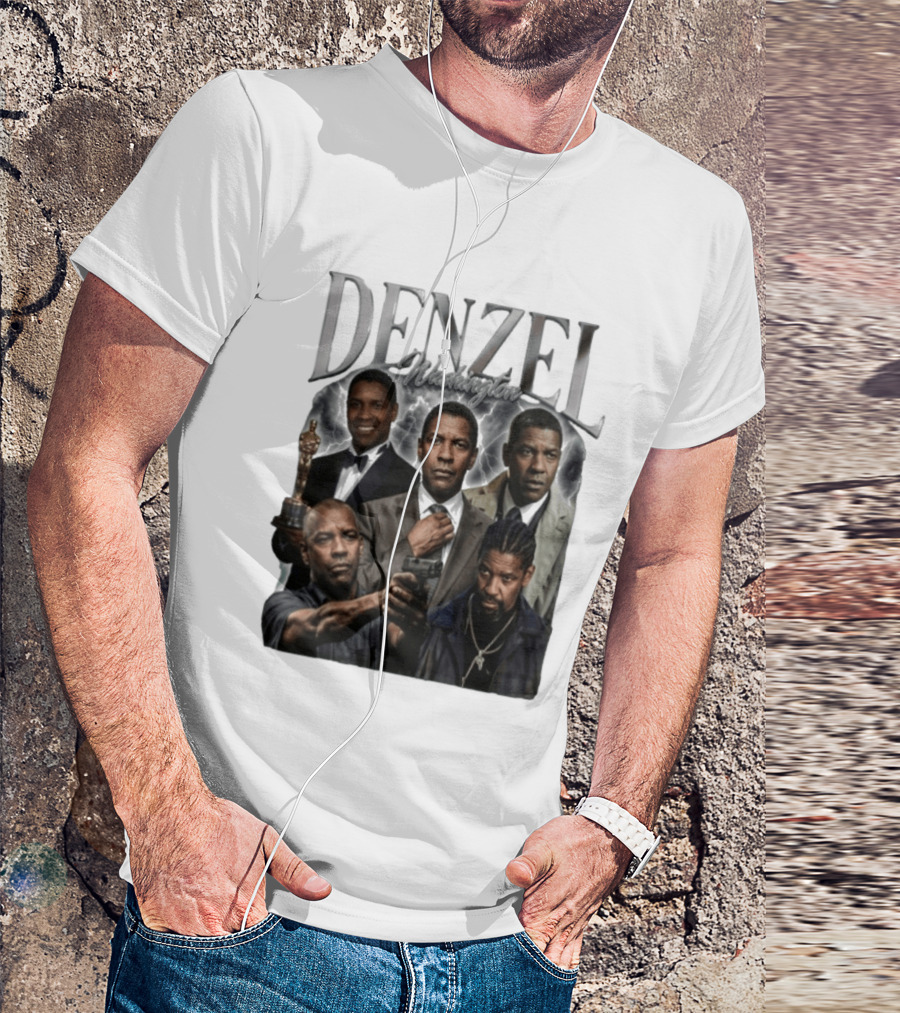 Denzel Washington Iconic Movie Roles And Oscar Moment Collage T-Shirt