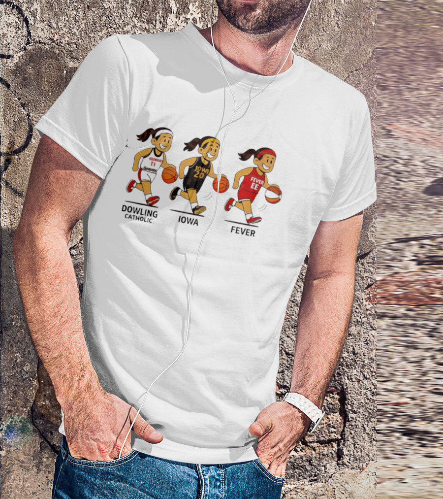Dowling Catholic Iowa Fever Basketball Players Running With Basketballs T-Shirt