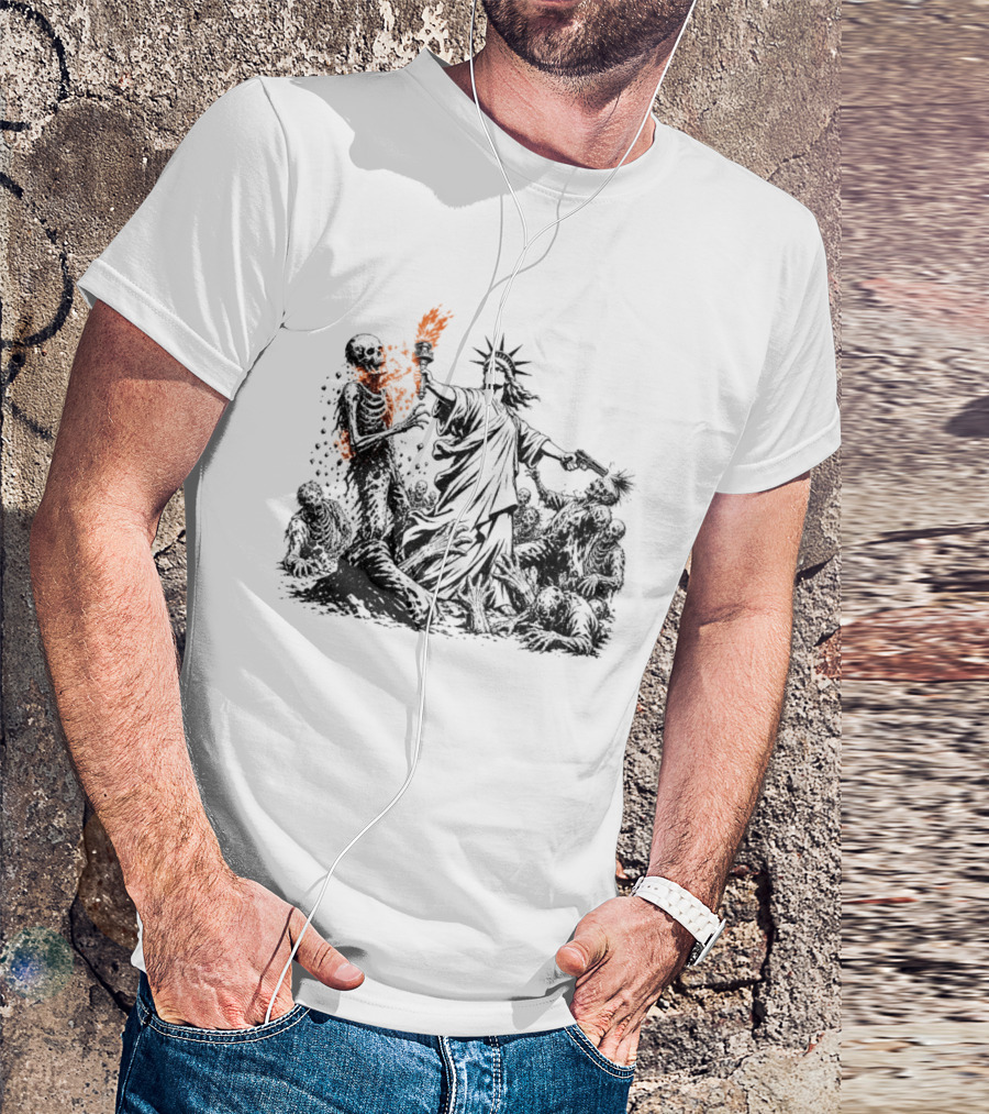 Liberty Or Death Zombie Apocalypse Undead Statue Of Liberty Torch T-Shirt