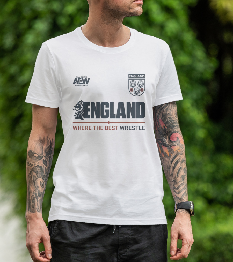 All Elite AEW Wrestling England Where The Best Wrestle Lion Crest T-Shirt