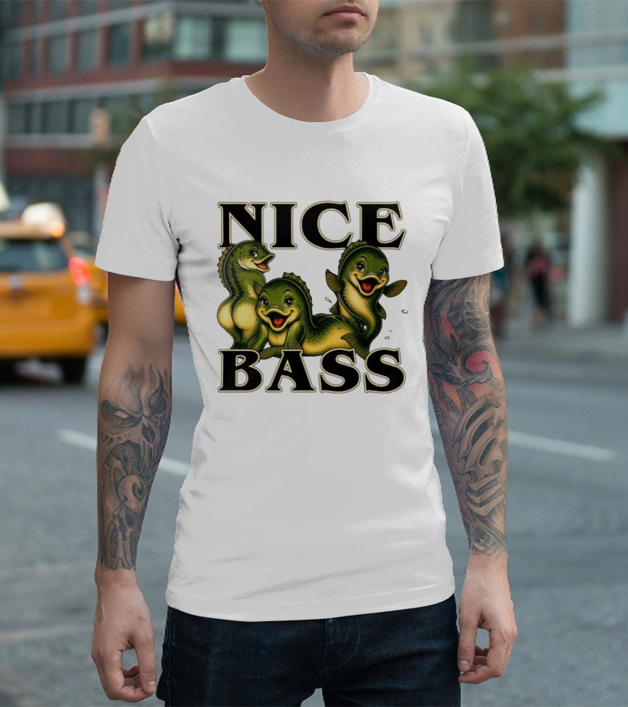 Nice Bass Fishing Pun Angler Humor Trio Fish T-Shirt