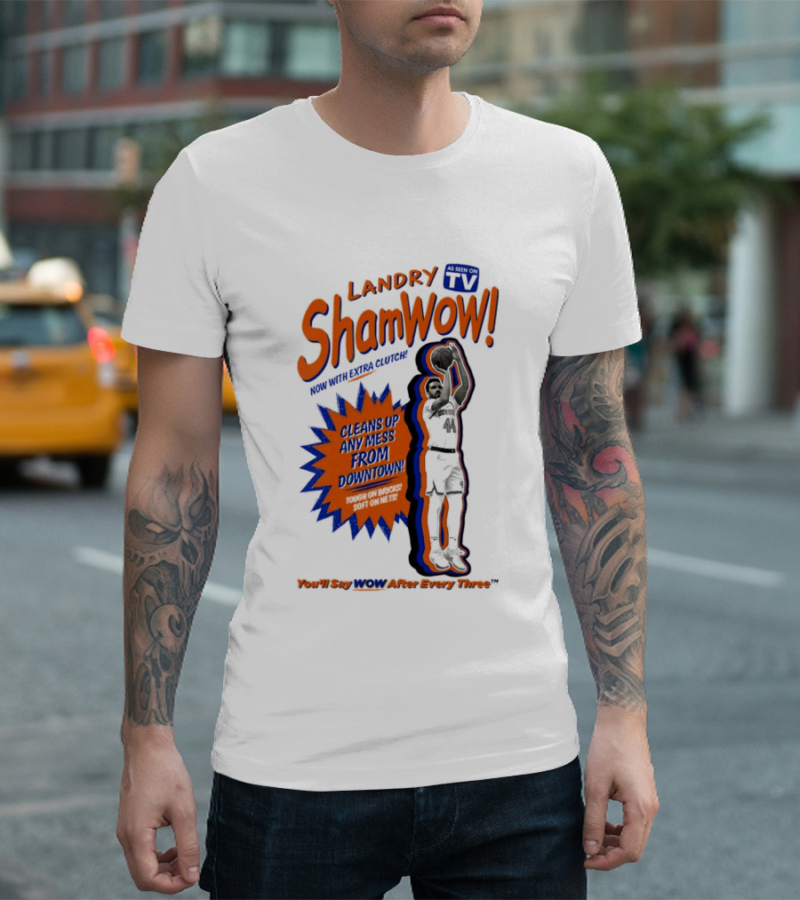 Landry Shamet ShamWow TV Extra Cleans Up Any Mess Downtown New York Knicks NBA T-Shirt