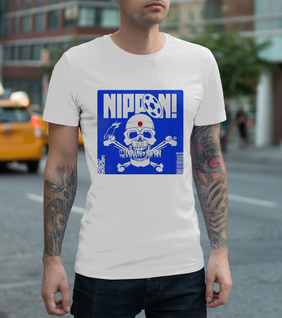 Nippon It's The Dawn Of Japan Skull Crossbones Soccer Ball T-Shirt