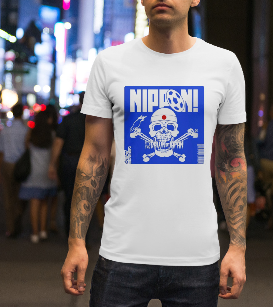 Nippon It's The Dawn Of Japan Skull Crossbones Soccer Ball T-Shirt