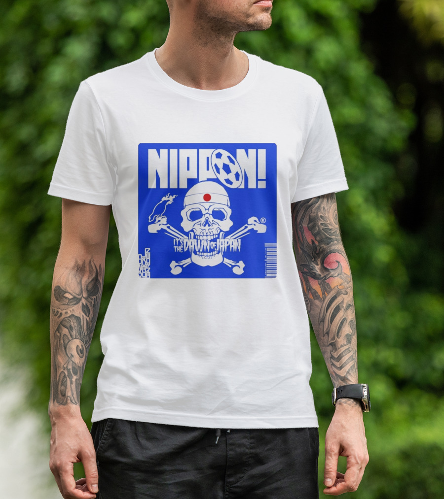 Nippon It's The Dawn Of Japan Skull Crossbones Soccer Ball T-Shirt