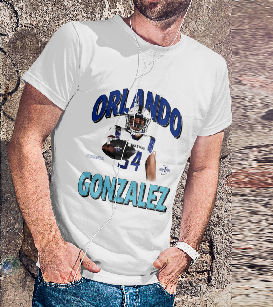 Orlando Gonzalez Indiana State Sycamores Linebacker Football Player 34 T-Shirt