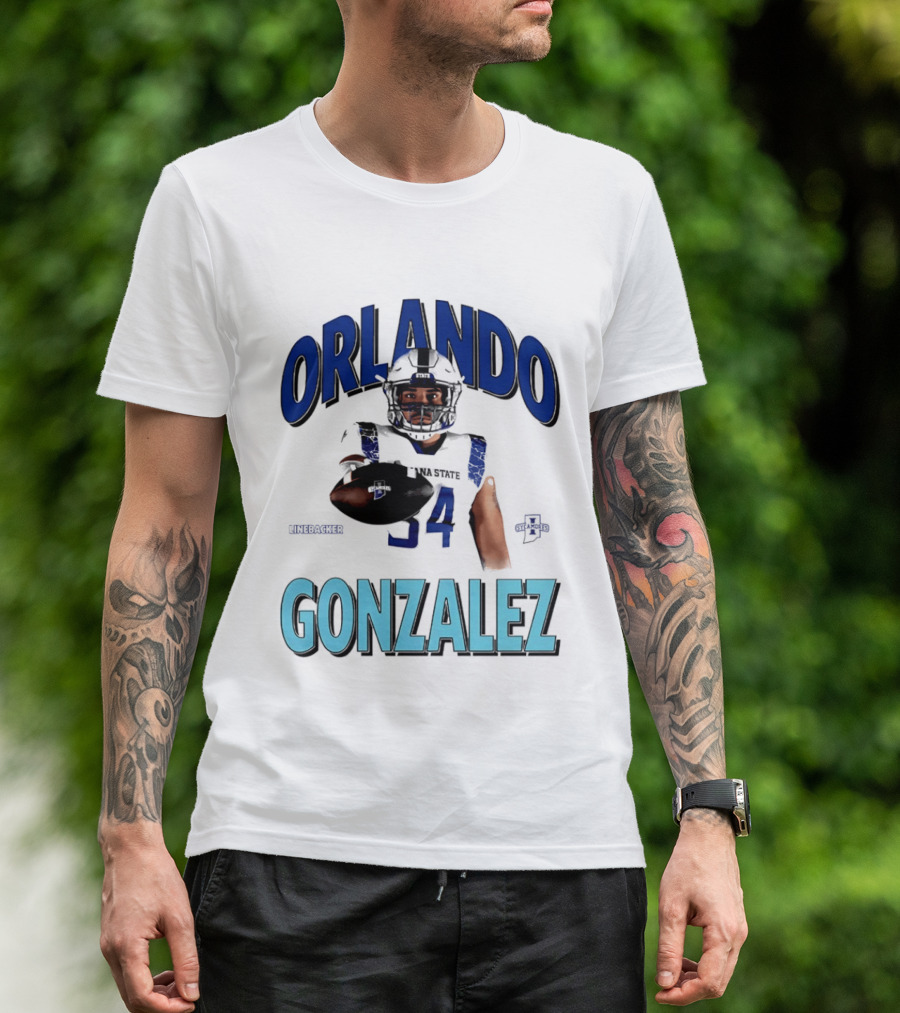 Orlando Gonzalez Indiana State Sycamores Linebacker Football Player 34 T-Shirt