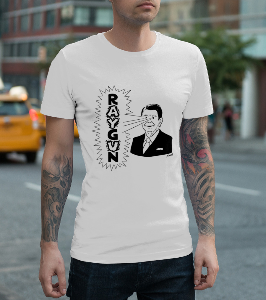 Raygun Ronald Reagan Star Wars SDI Political Satire T-Shirt