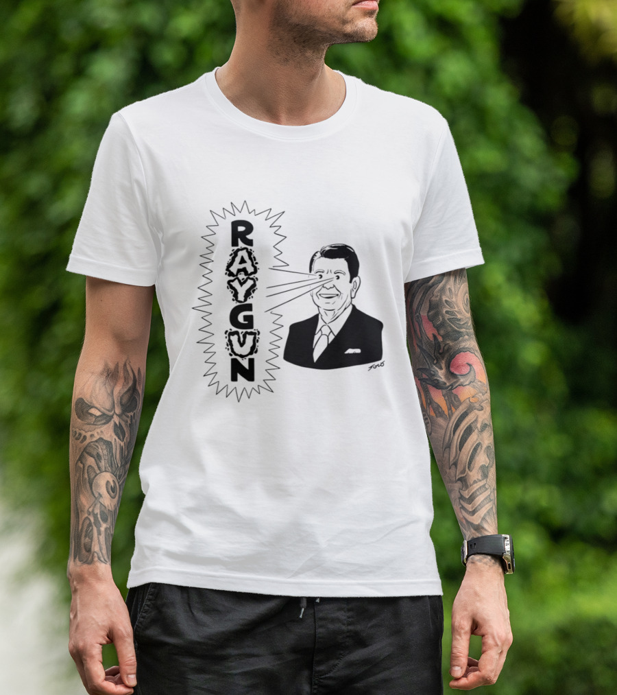 Raygun Ronald Reagan Star Wars SDI Political Satire T-Shirt