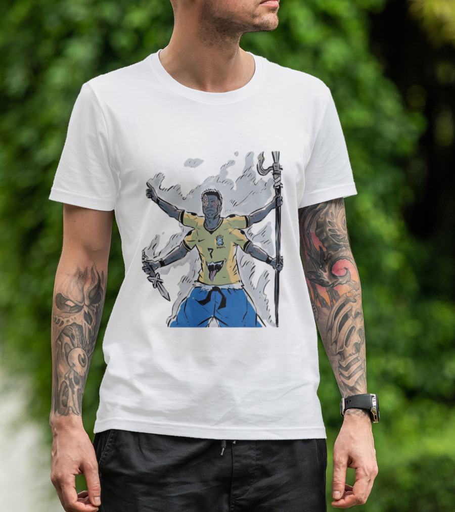 Vini Jr. Brazil Ryomen Sukuna Crossover Anime Character Fusion T-Shirt