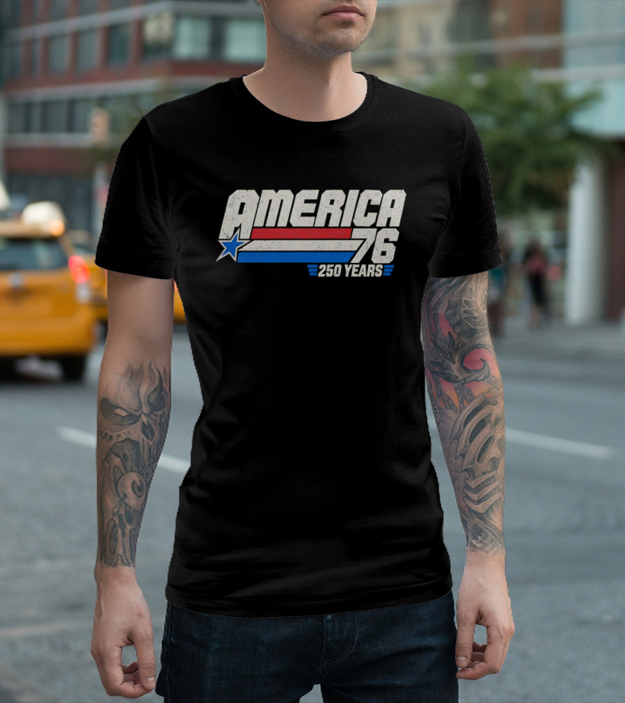 America 76 Star Red White Blue 250 Years Celebration T-Shirt