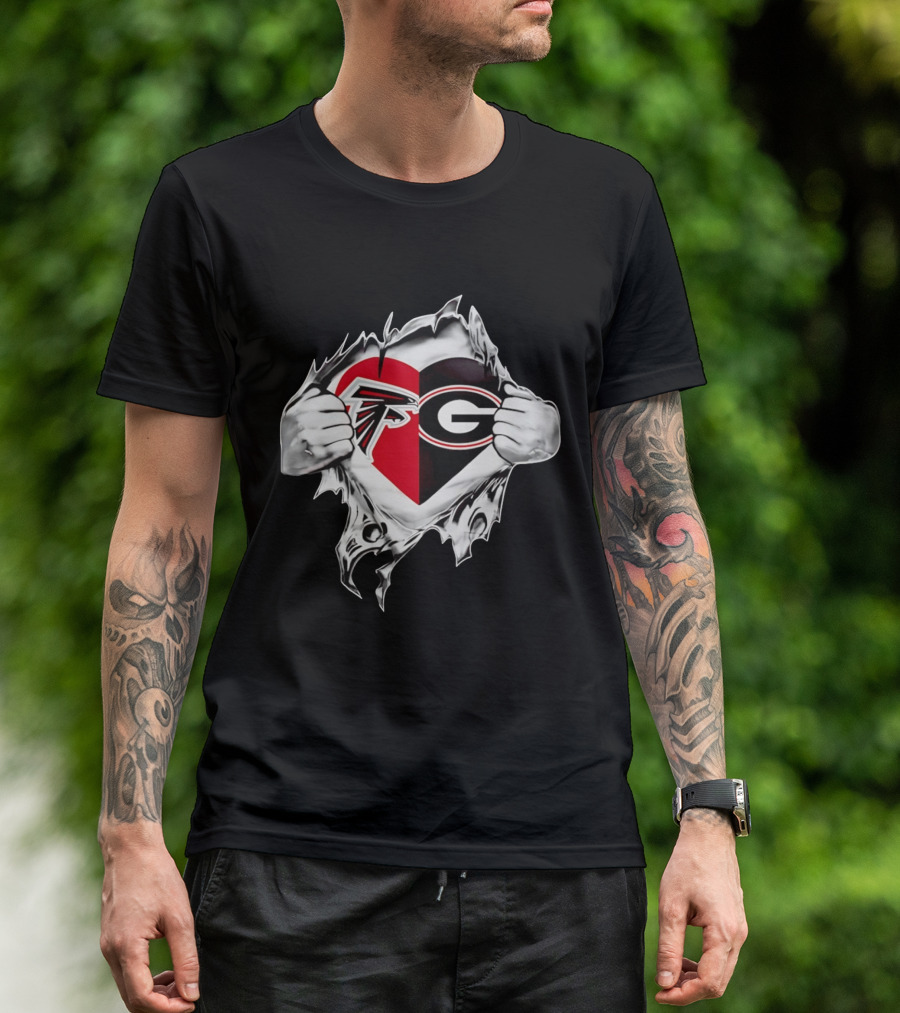 Atlanta Falcons Georgia Bulldogs Heart Fan Pride T-Shirt