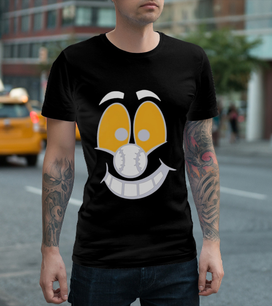 Cartoon Baseball Smile Face With Playful Eyes T-Shirt