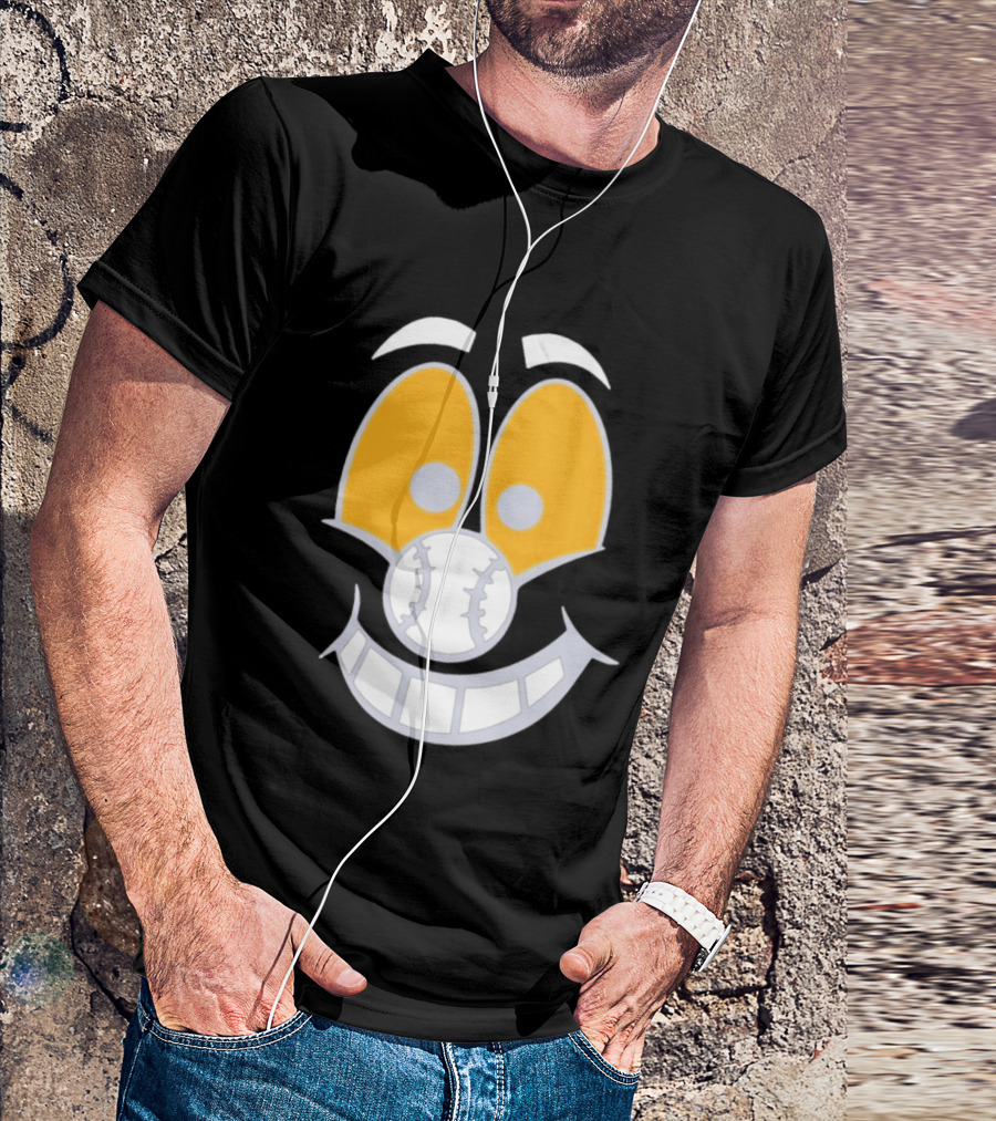 Cartoon Baseball Smile Face With Playful Eyes T-Shirt