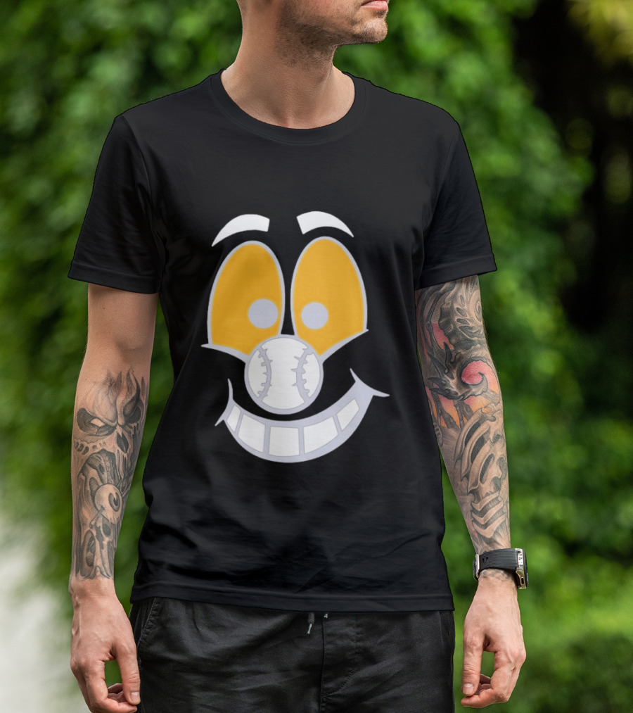 Cartoon Baseball Smile Face With Playful Eyes T-Shirt