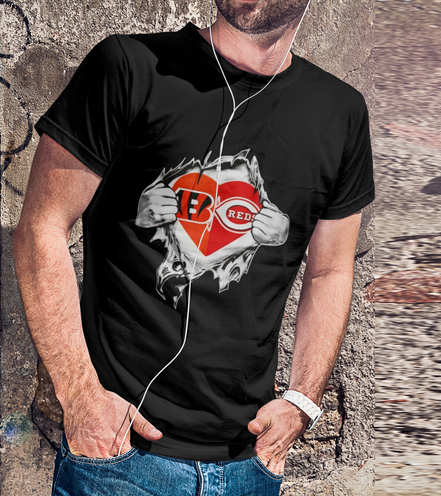 Bengals Reds Heart Ohio Sports MLB Fan Pride T-Shirt