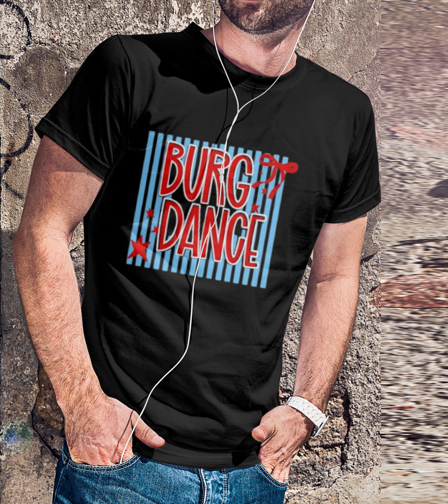 Burg Dance Stripe Red Stars And Bow T-Shirt