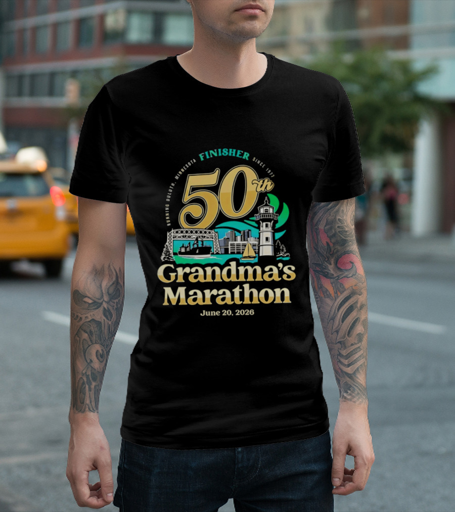 Grandma's Marathon 50th Anniversary Finisher June 20 2026 Canal Park Duluth Minnesota Since 1977 T-Shirt
