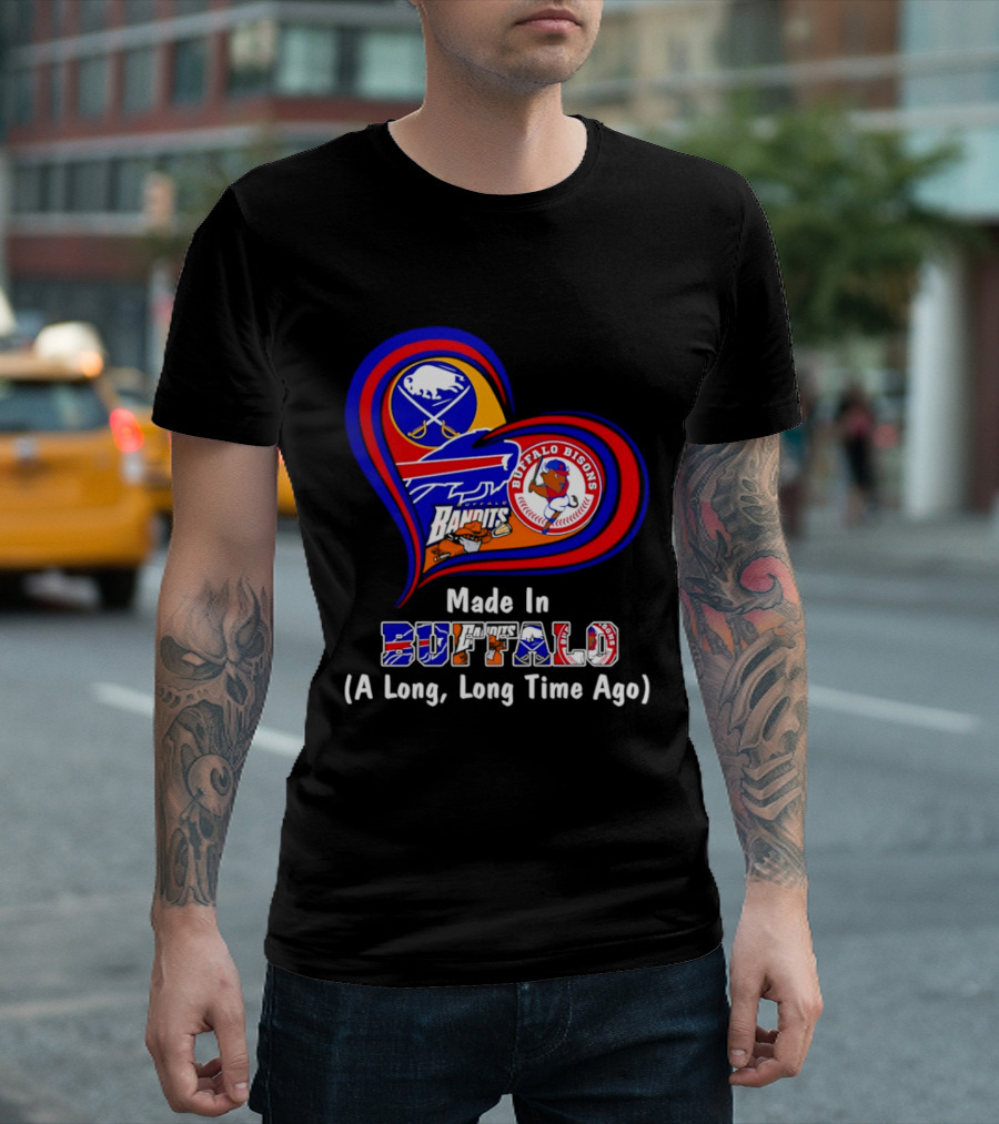 Buffalo Sabres Bills Bisons Made In Buffalo Heart T-Shirt