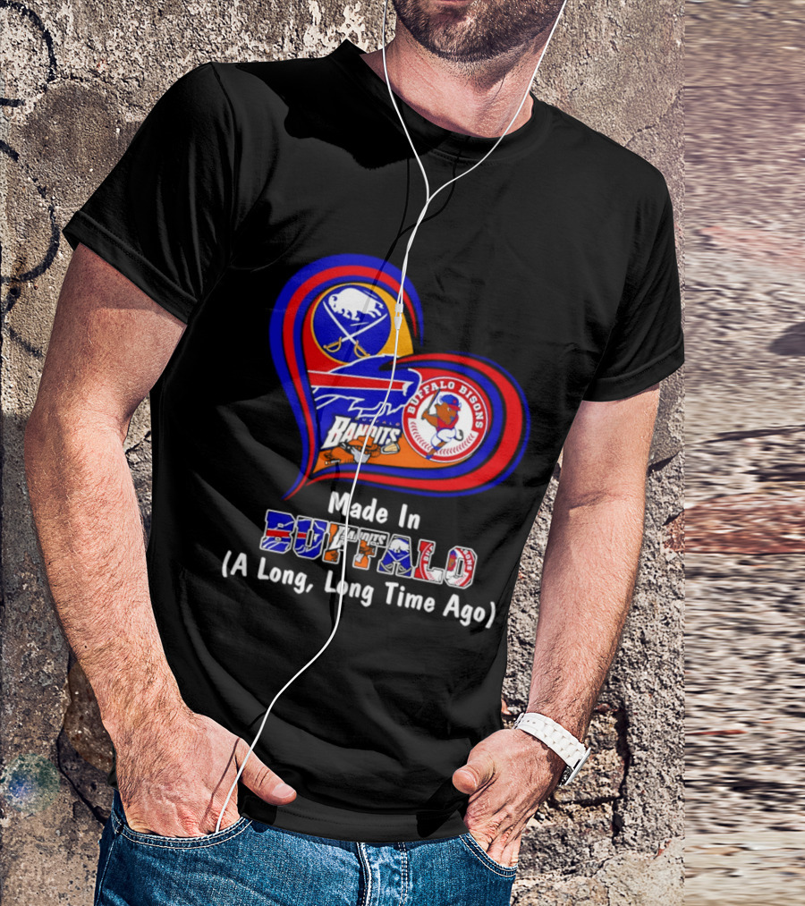 Buffalo Sabres Bills Bisons Made In Buffalo Heart T-Shirt