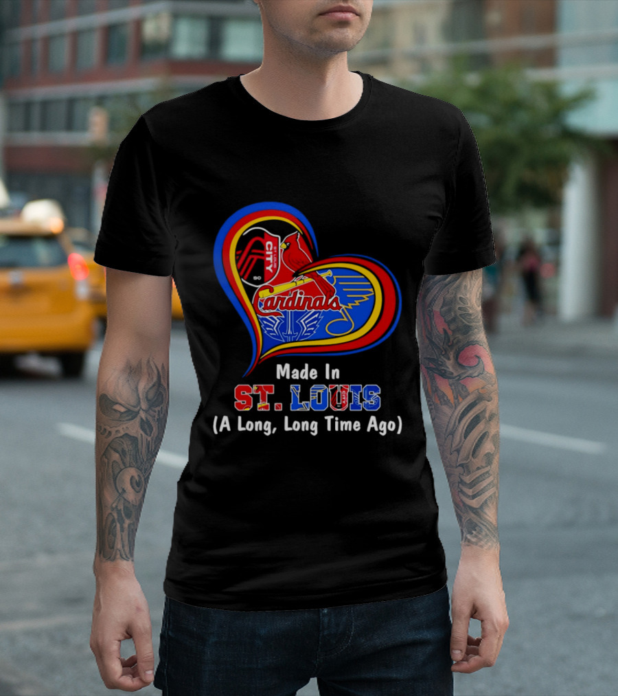 Made In St Louis Cardinals And Blues Heart A Long Long Time Ago T-Shirt