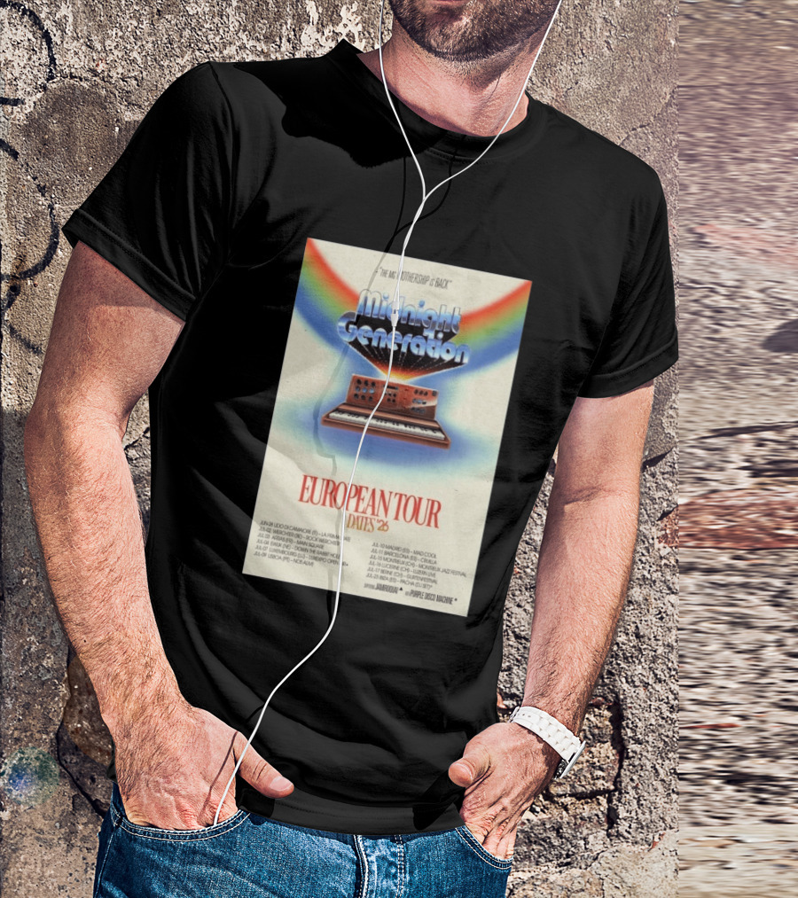 Midnight Generation European Tour Dates '26 Mothership Is Back Jamiroquai Purple Disco Machine T-Shirt