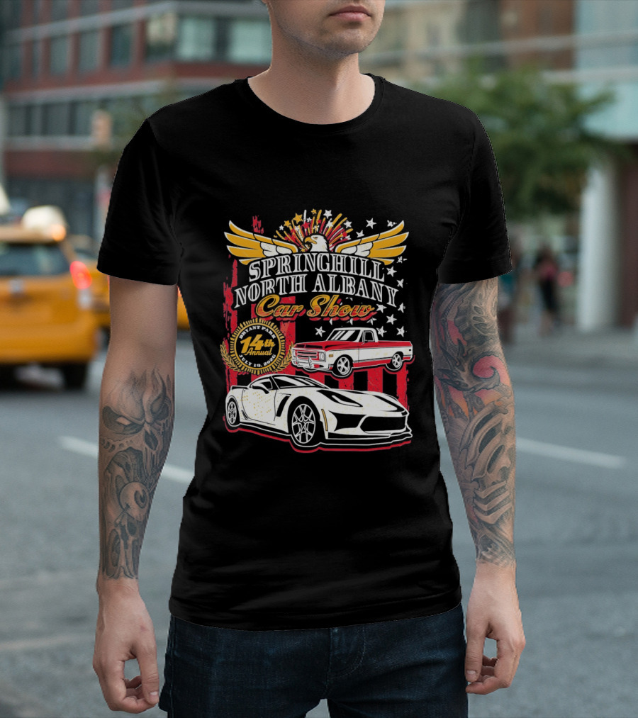 Springhill North Albany Car Show Vintage Truck And Sports Car Stars Wings T-Shirt