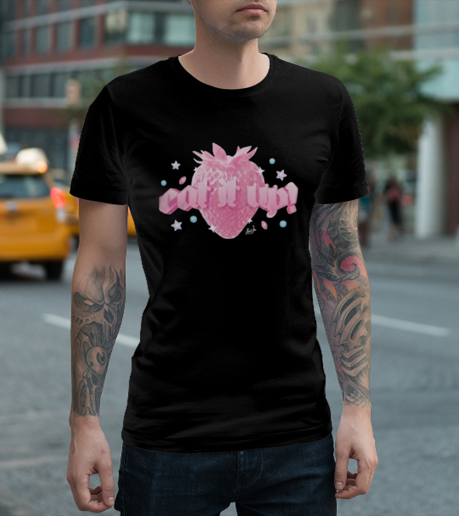 Naomi Jon Eat It Up Pink Strawberry Gothic Stars T-Shirt