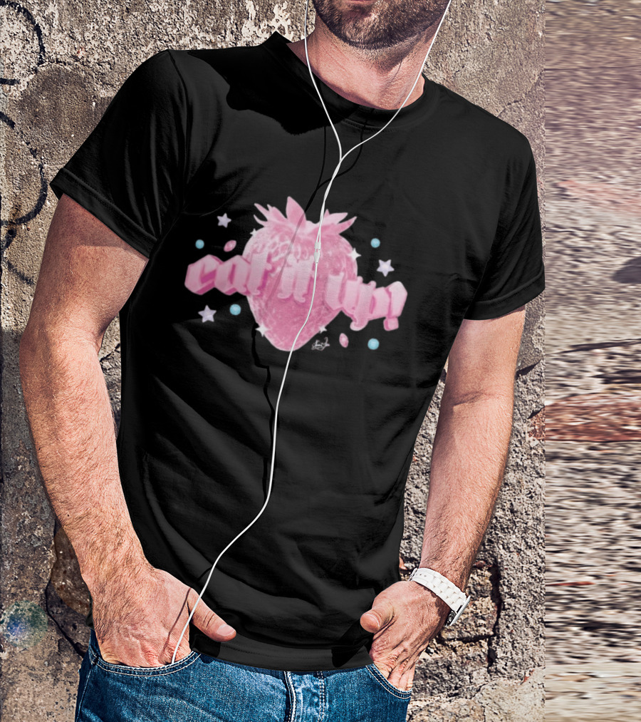 Naomi Jon Eat It Up Pink Strawberry Gothic Stars T-Shirt