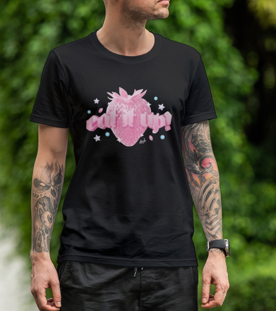 Naomi Jon Eat It Up Pink Strawberry Gothic Stars T-Shirt