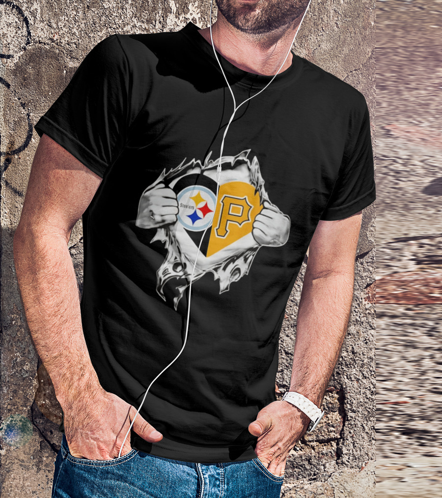 Steelers Pirates Heart Pittsburgh NFL MLB Fans T-Shirt