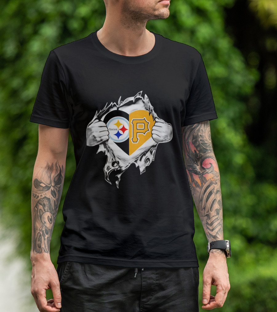 Steelers Pirates Heart Pittsburgh NFL MLB Fans T-Shirt