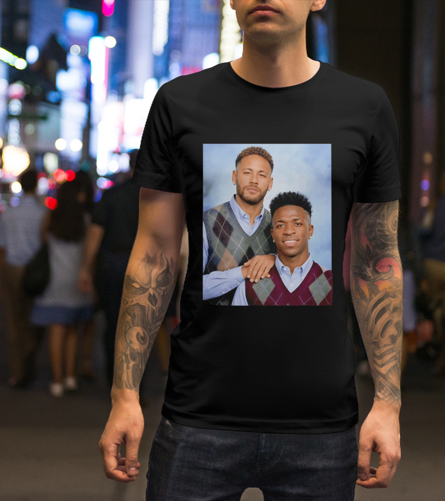 Neymar Jr Vinicius Jr Step Brothers Argyle Sweater Look T-Shirt
