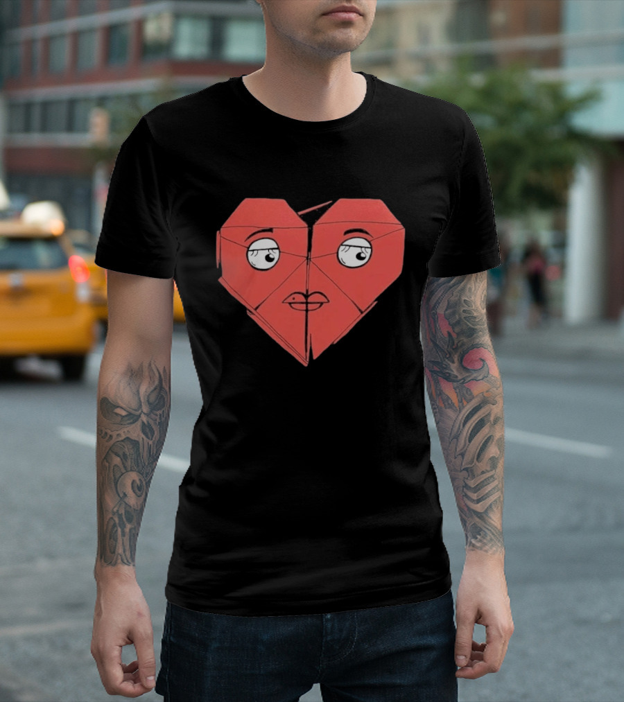 James Marriott Romanticise This Origami Heart Face T-Shirt