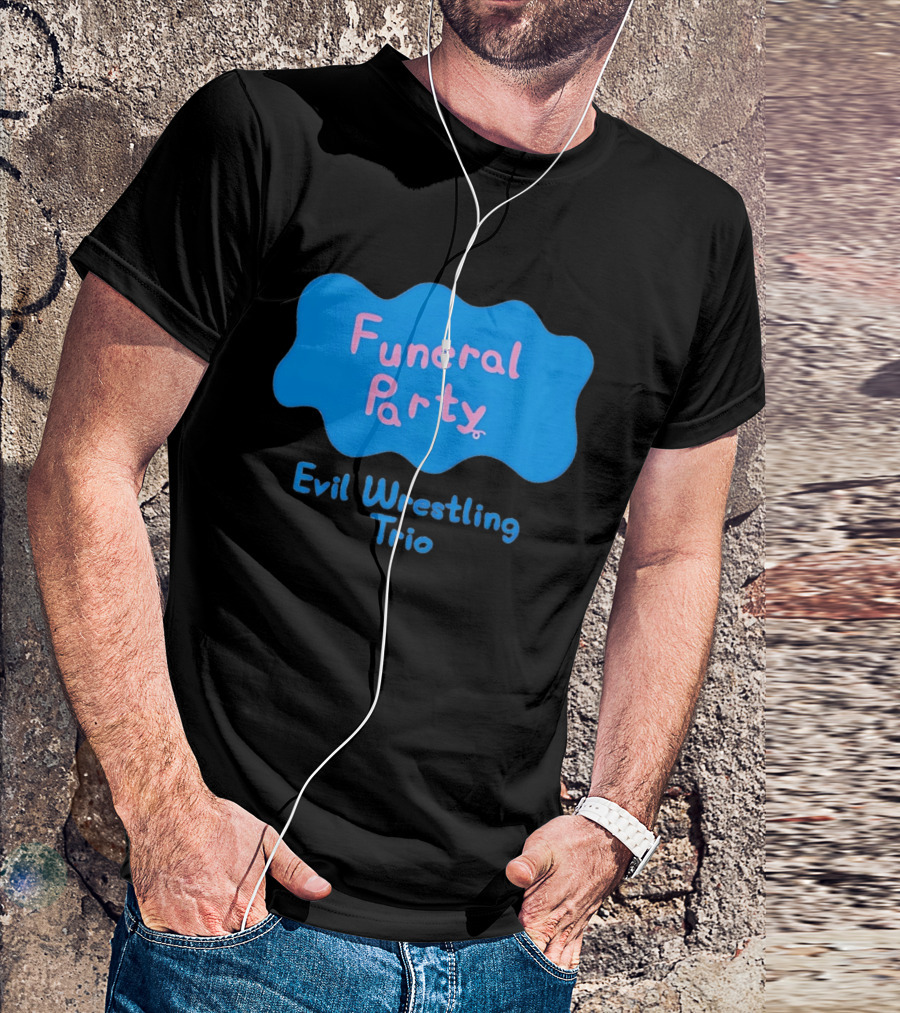 Funeral Party Evil Wrestling Trio Retro Blue Pink T-Shirt
