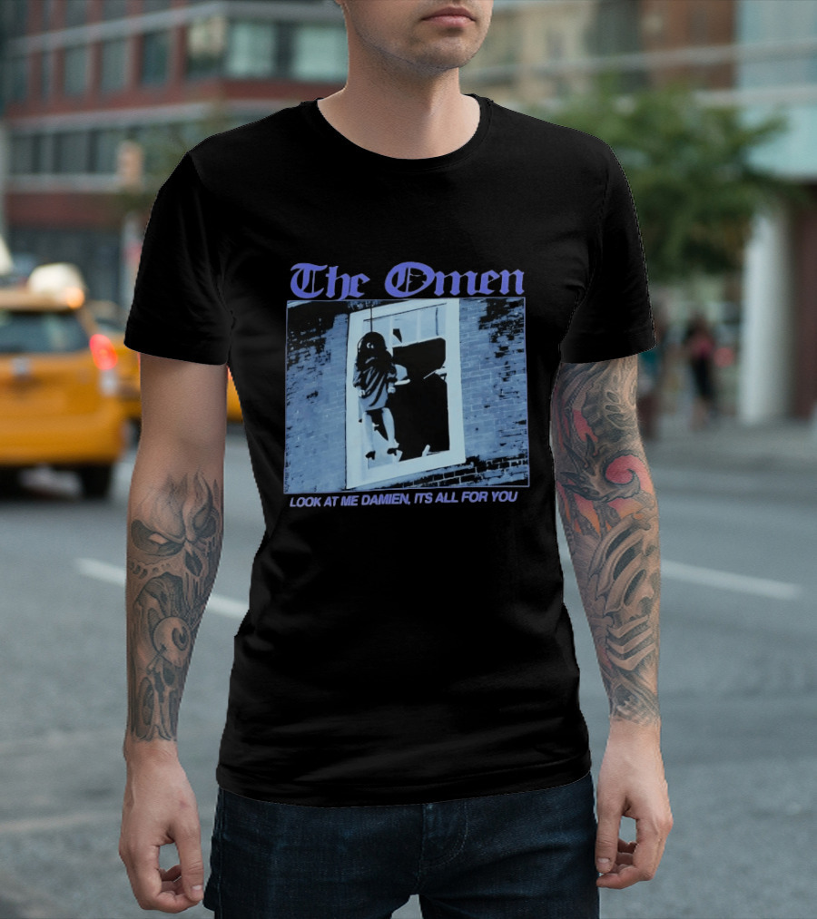 The Omen Look At Me Damien It's All For You Classic Horror Scene T-Shirt