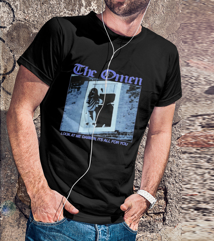 The Omen Look At Me Damien It's All For You Classic Horror Scene T-Shirt