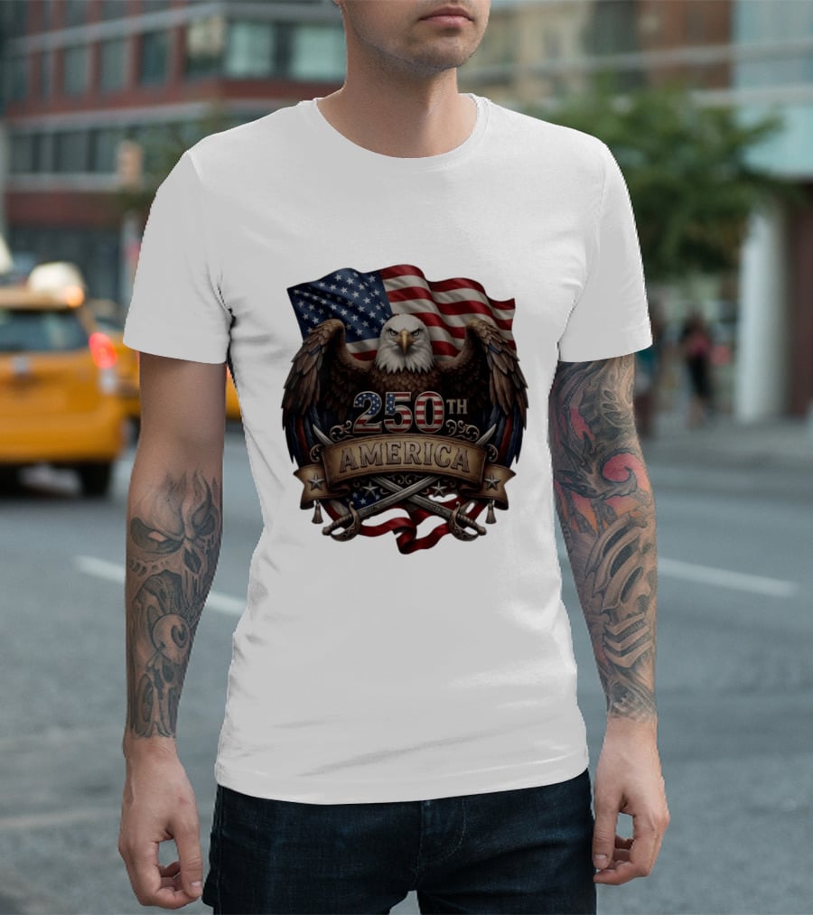Patriotic Bald Eagle USA Flag America 250th Anniversary T-Shirt
