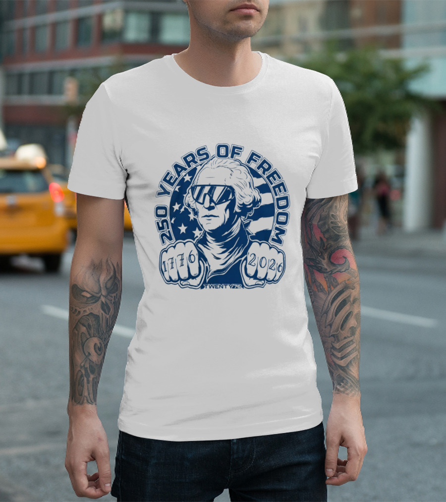 George Washington 250 Years Of Freedom 1776 2026 USA Stars And Stripes T-Shirt