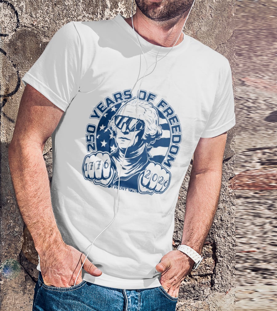 George Washington 250 Years Of Freedom 1776 2026 USA Stars And Stripes T-Shirt