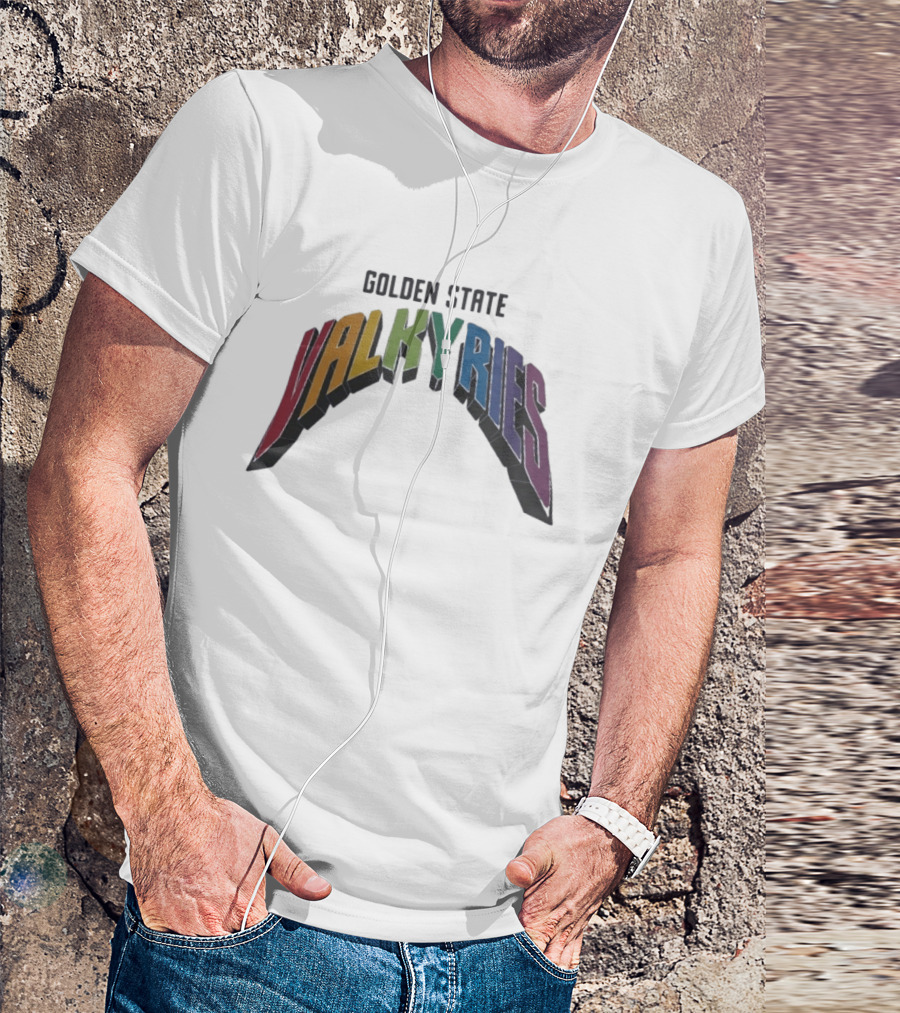 Golden State Valkyries Rainbow Multicolor Curved T-Shirt