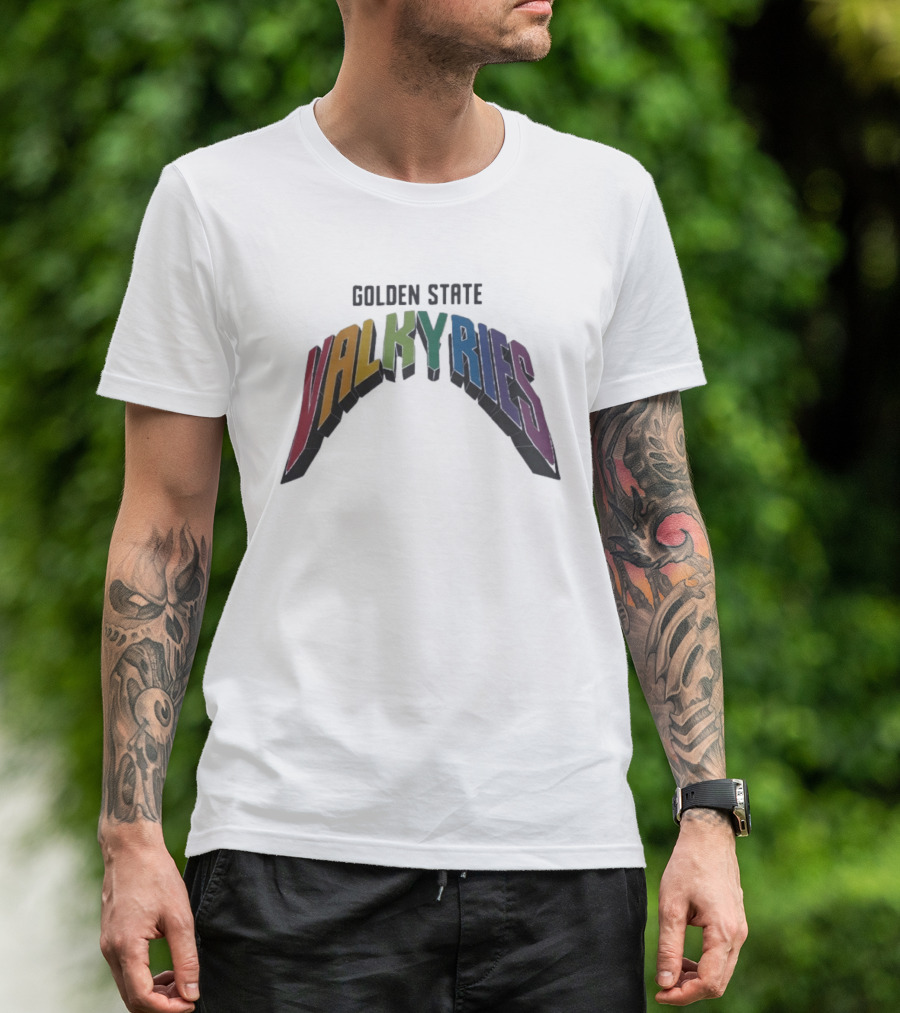 Golden State Valkyries Rainbow Multicolor Curved T-Shirt