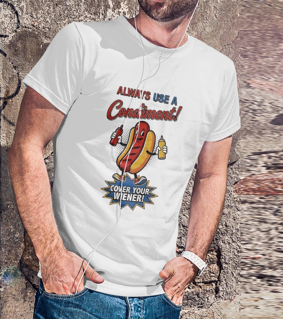 Always Use A Condiment Cover Your Wiener Hot Dog T-Shirt